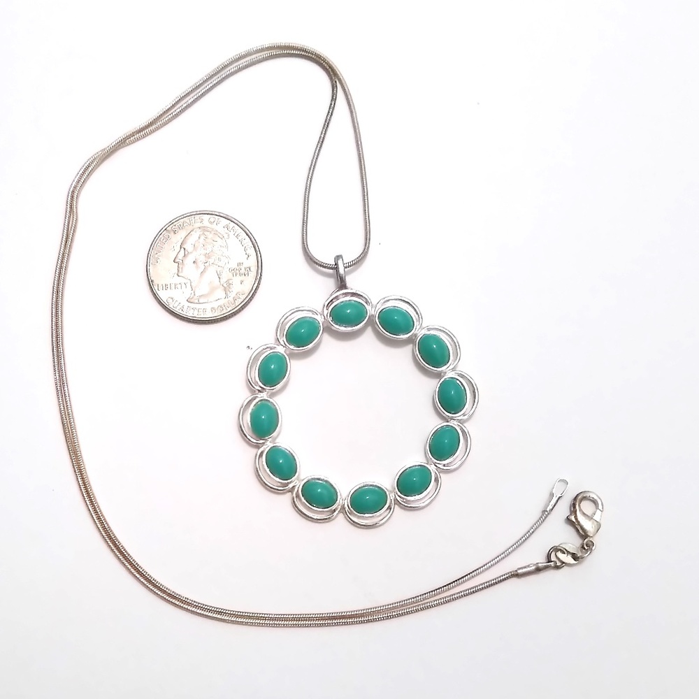 Faux turquoise circle necklace